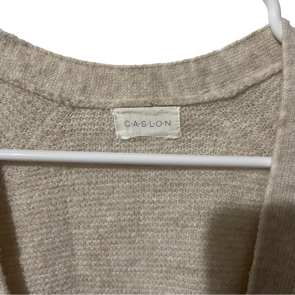 Caslon Off White Cream Waffle Knit Open Front Cardigan w/Pockets - Picture 2 of 4